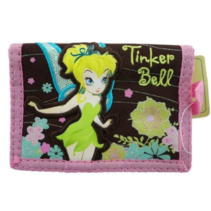 Disney Tinker Bell Kids Tri-fold Wallet in dark brown and pink